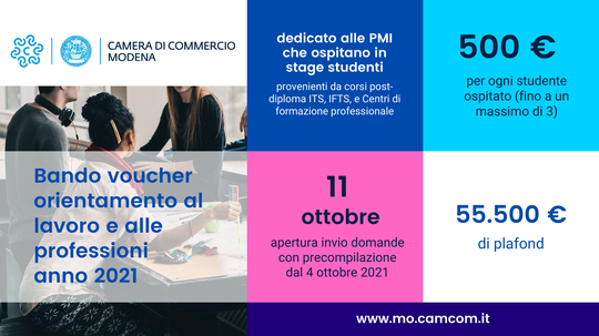 Bando per l'assegnazione di voucher a favore delle PMI in materia di orientamento al lavoro e alle professioni - 2021