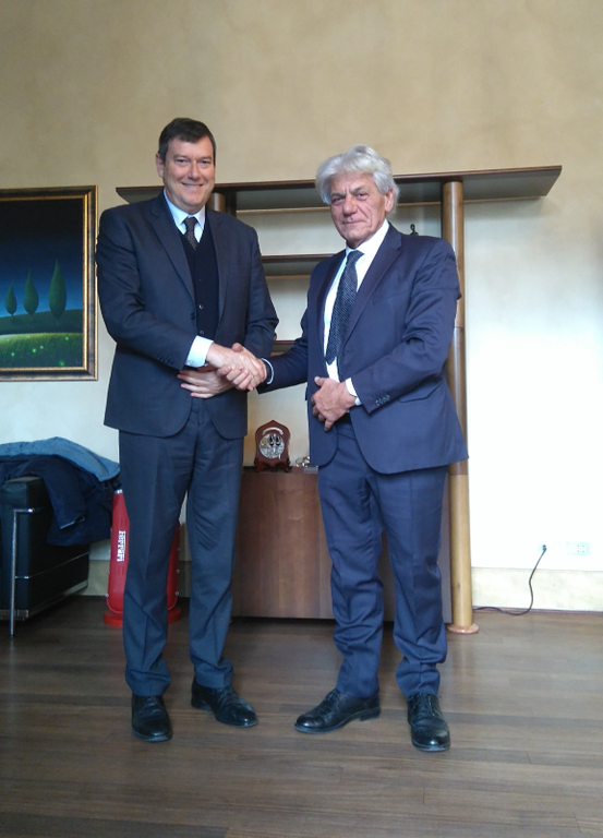 Il Questore Filippo Santarelli e il Vice Presidente della CCIAA di Modena Gian Carlo Cerchiari