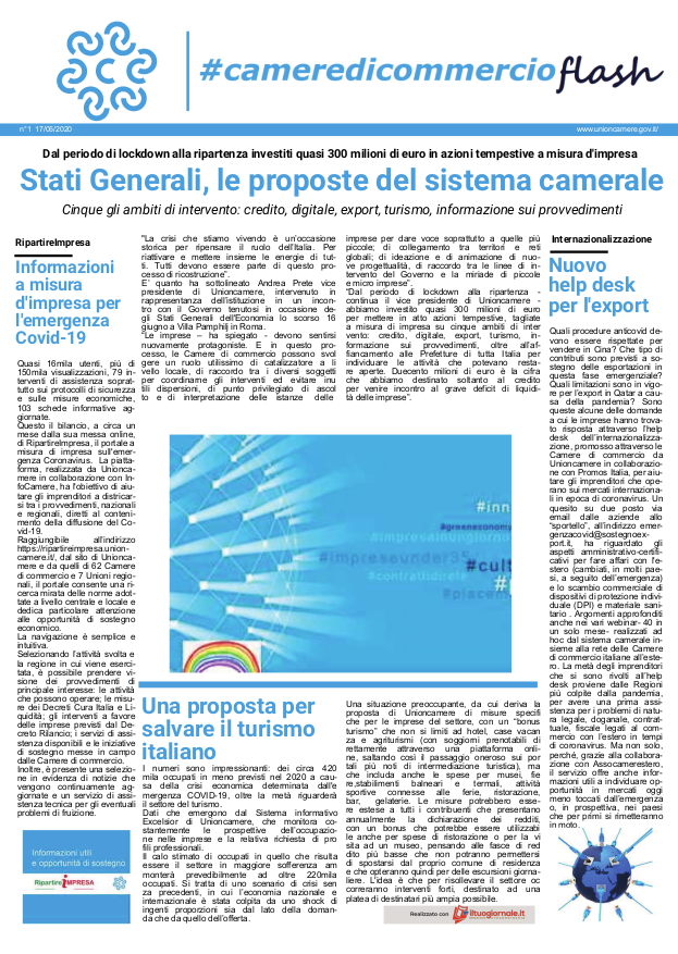 Stati Generali, le proposte del sistema camerale