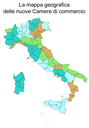 La mappa geografica delle nuove Camere di commercio