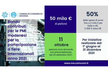 Bando 2021 per l'assegnazione di contributi alle PMI modenesi per la partecipazione a fiere internazionali