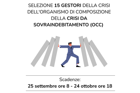 Selezione di 15 gestori da inserire nell'elenco dei gestori della crisi dell'Organismo di Composizione della crisi da sovraindebitamento (OCC) della Camera di Commercio di Modena