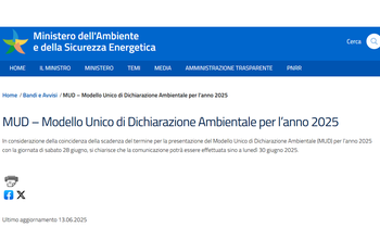 MUD 2025 - Scadenza termine per la presentazione